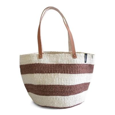 Mifuko Kiondo Shopper Basket Dark Brown Stripes Medium