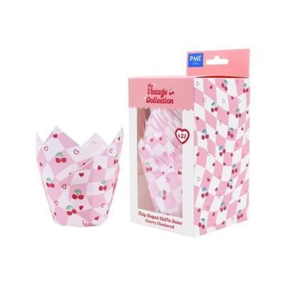 PME Cherry Checkerboard Vintage Tulip Muffin Cases 