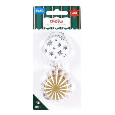 PME Sparkle Christmas Foil-lined Mini Cupcake Cases 60pk