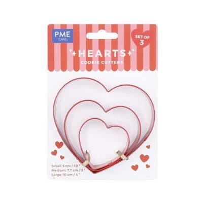 PME Valentines Hearts Cookie Cutter Set of 3