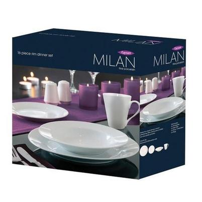 Rayware White Porcelain Milan Rim Dinner Set 16pc