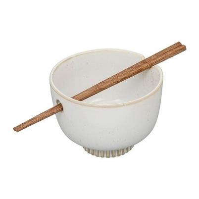 Sema Design Organic White Speckled Bowl & Chopsticks