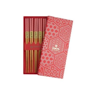 Tokyo Design Studio Red Multi Pattern Chopstick Giftset 5