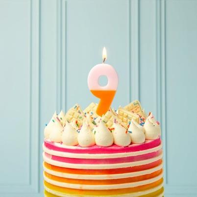 TT Orange & Light Pink Number 9 Birthday Candle