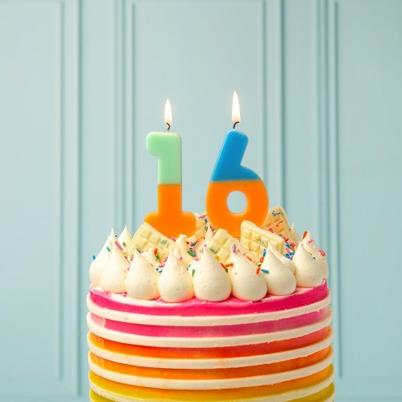 TT Orange & Dark Blue Number 6 Birthday Candle