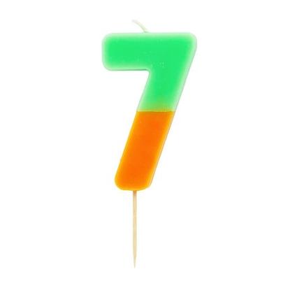 TT Orange & Sage Green Number 7 Birthday Candle