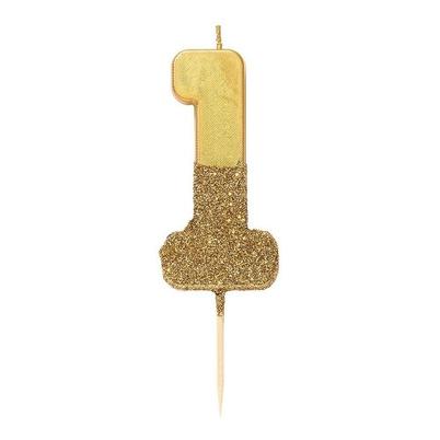 TT We Heart Birthdays Gold Glitter Number Candle