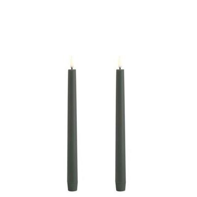 Uyuni Lighting Taper Candle Olive Green Smooth Set of 2