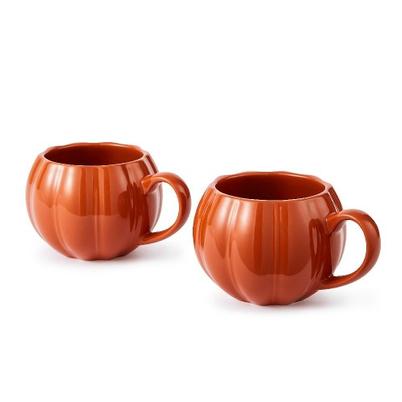 Wade Pottery Orange Pumpkin Mugs Set of 2