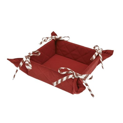 Walton & Co Candy Cane Red Stripe Bread Basket