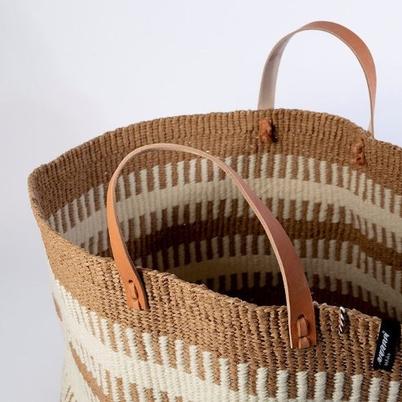 Mifuko Pamba Market Basket White Rib Weave Medium