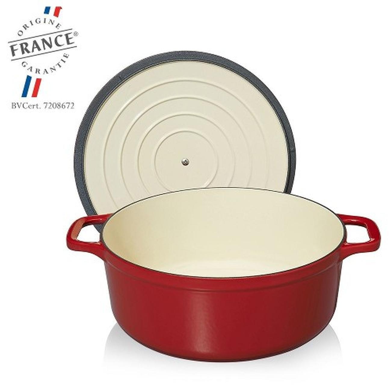 chasseur-round-casserole-cocotte-ronde-28cm-redcream - Chasseur Round Casserole 28cm-Red & Cream