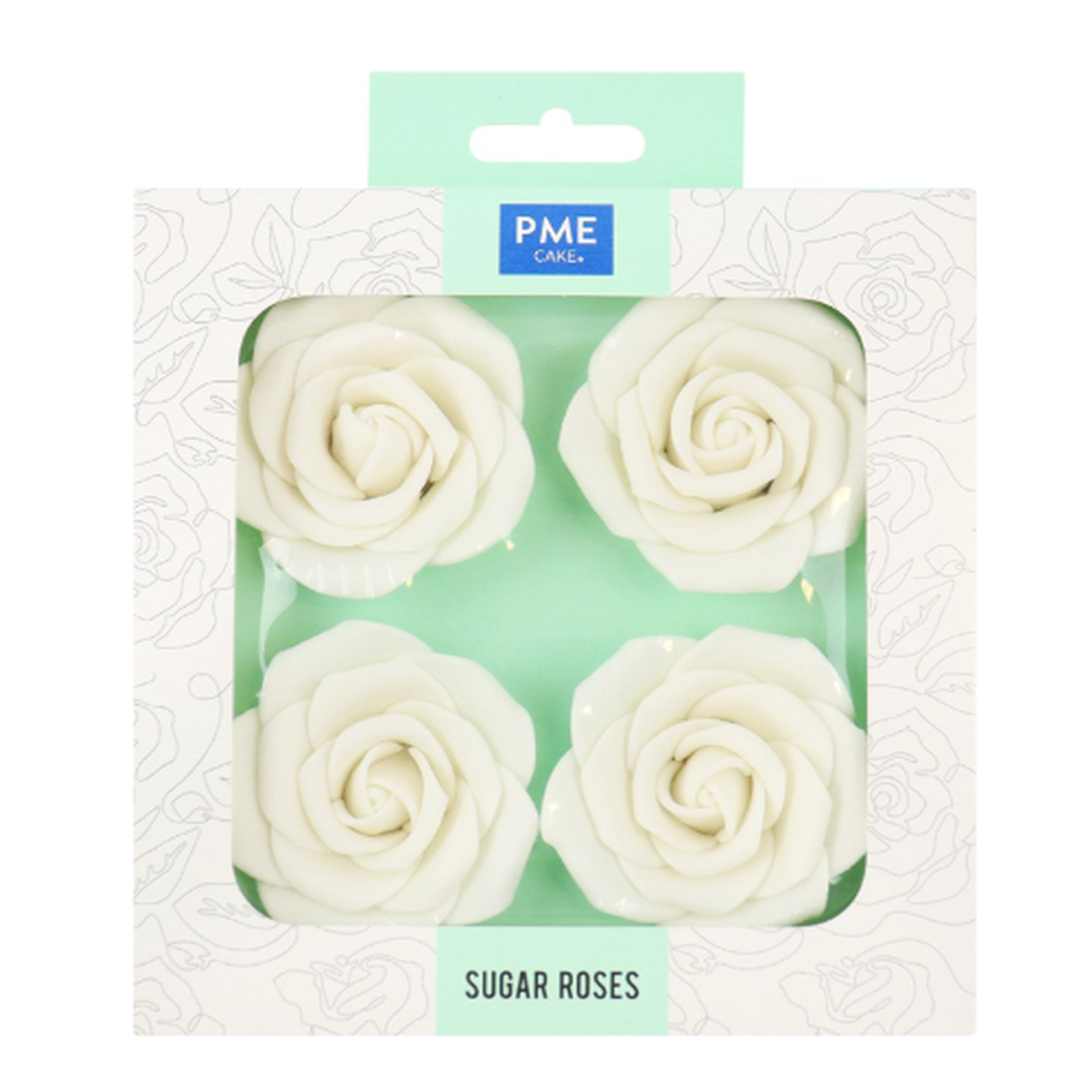 pme-white-sugar-roses-set4-62mm - PME White Sugar Roses Set of 4 
