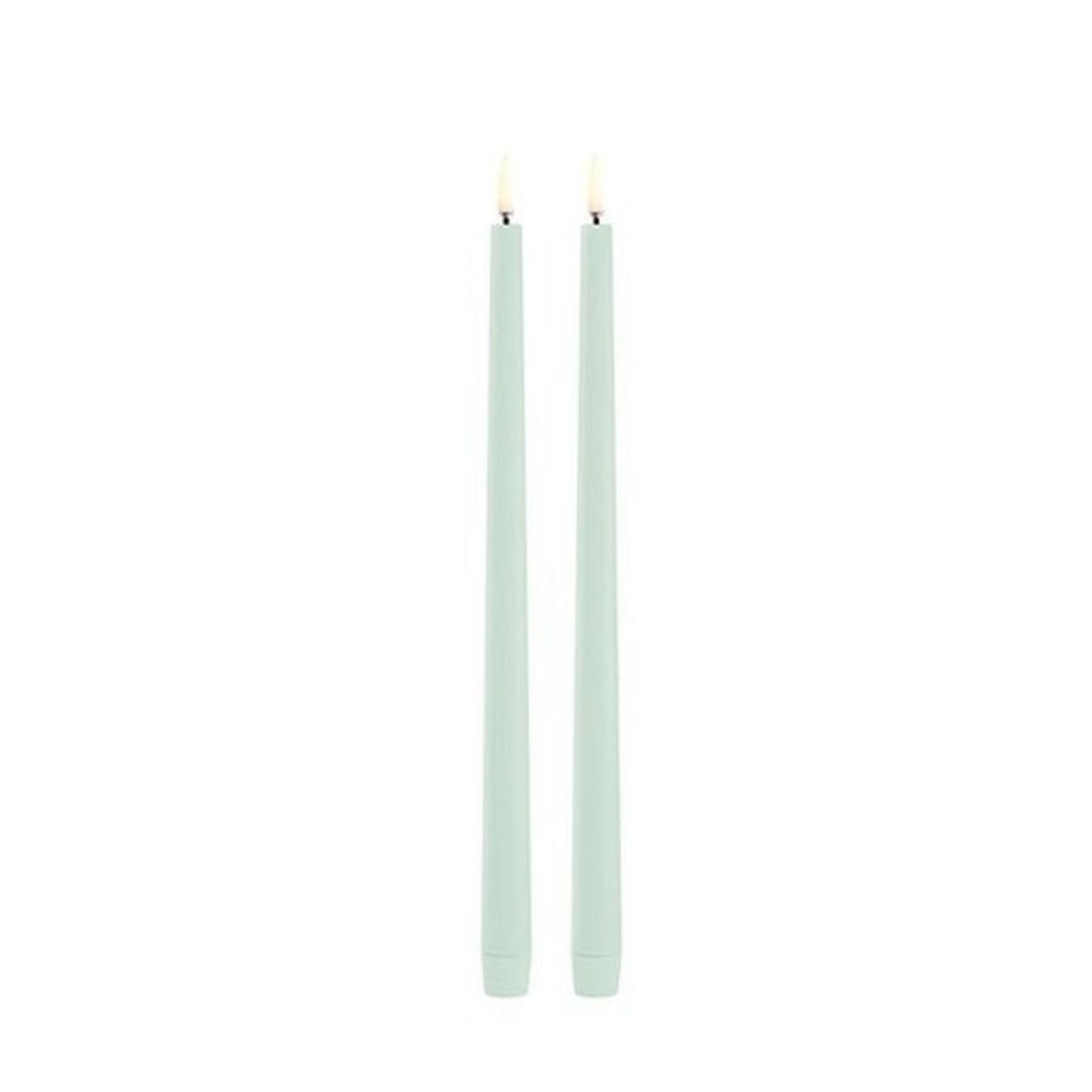 led-slim-taper-candle-dusty-green-smooth - Uyuni Lighting Slim Taper Candle Dusty Green Smooth Set of 2