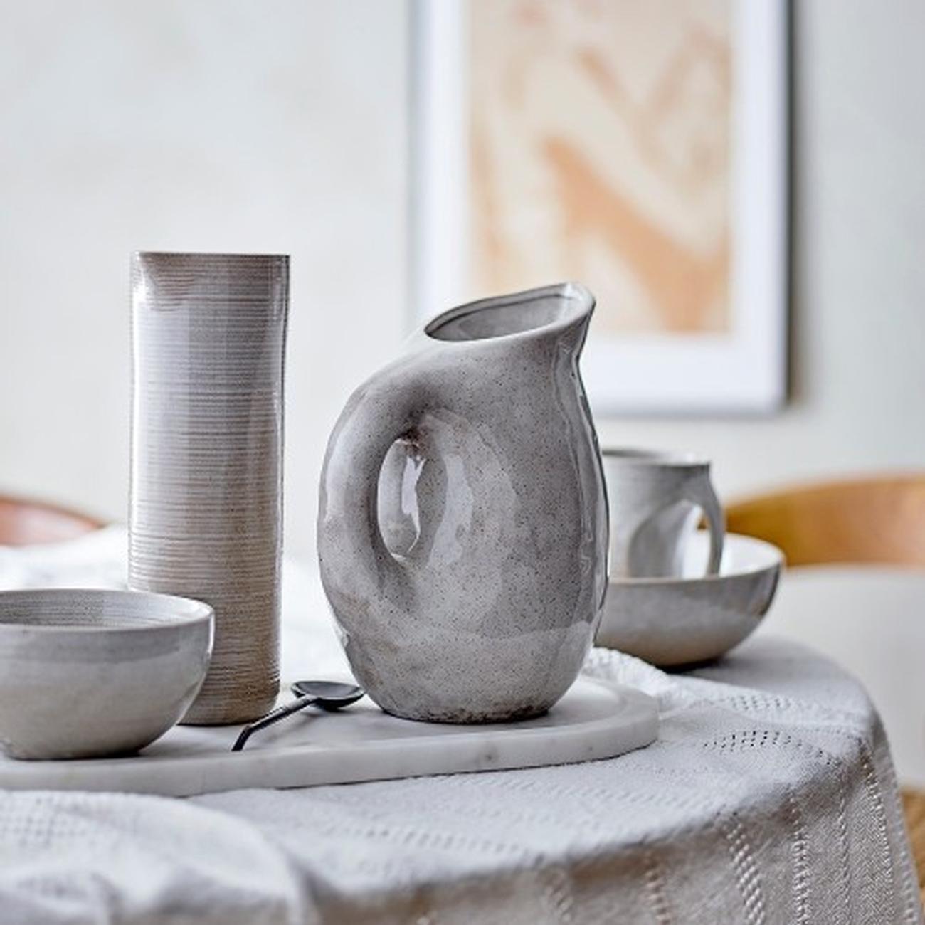 bloomingville-taupe-jug-grey-stoneware - Taupe Stoneware Jug Grey
