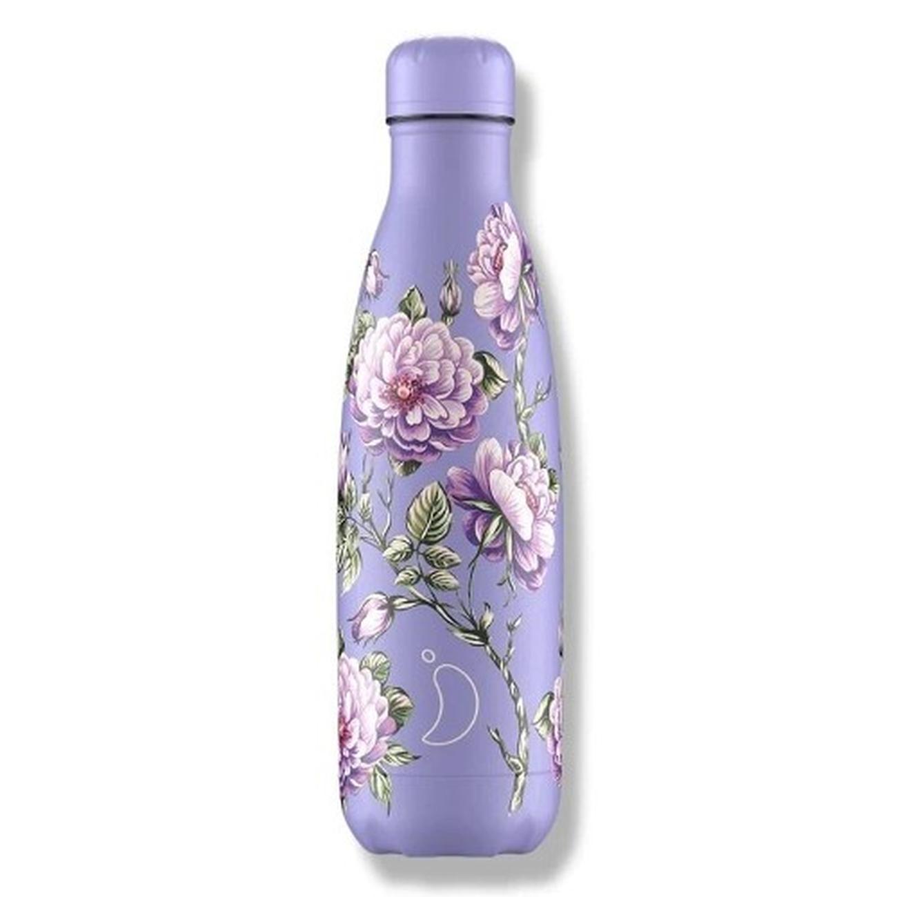 chillys-500ml-bottle-floral-violet-roses - Chilly's 500ml Water Bottle Floral Violet Roses
