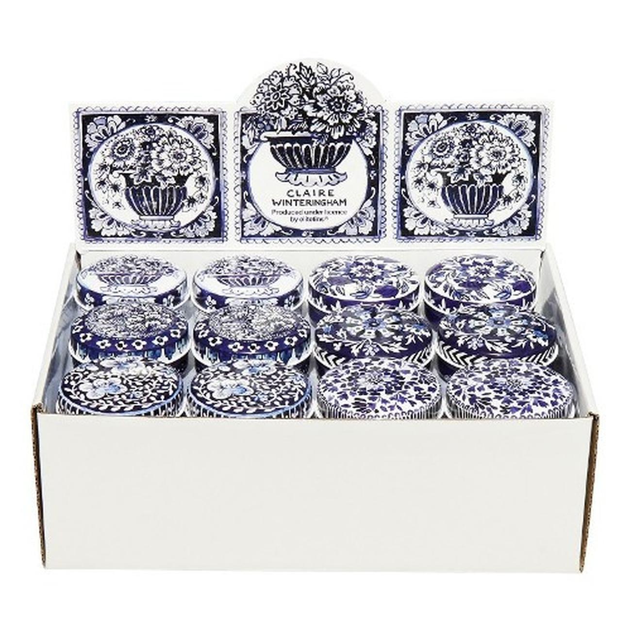 claire-winteringham-blue-white-small-round-trinket-box - Claire Winteringham Blue & White Mini Round Trinket Box