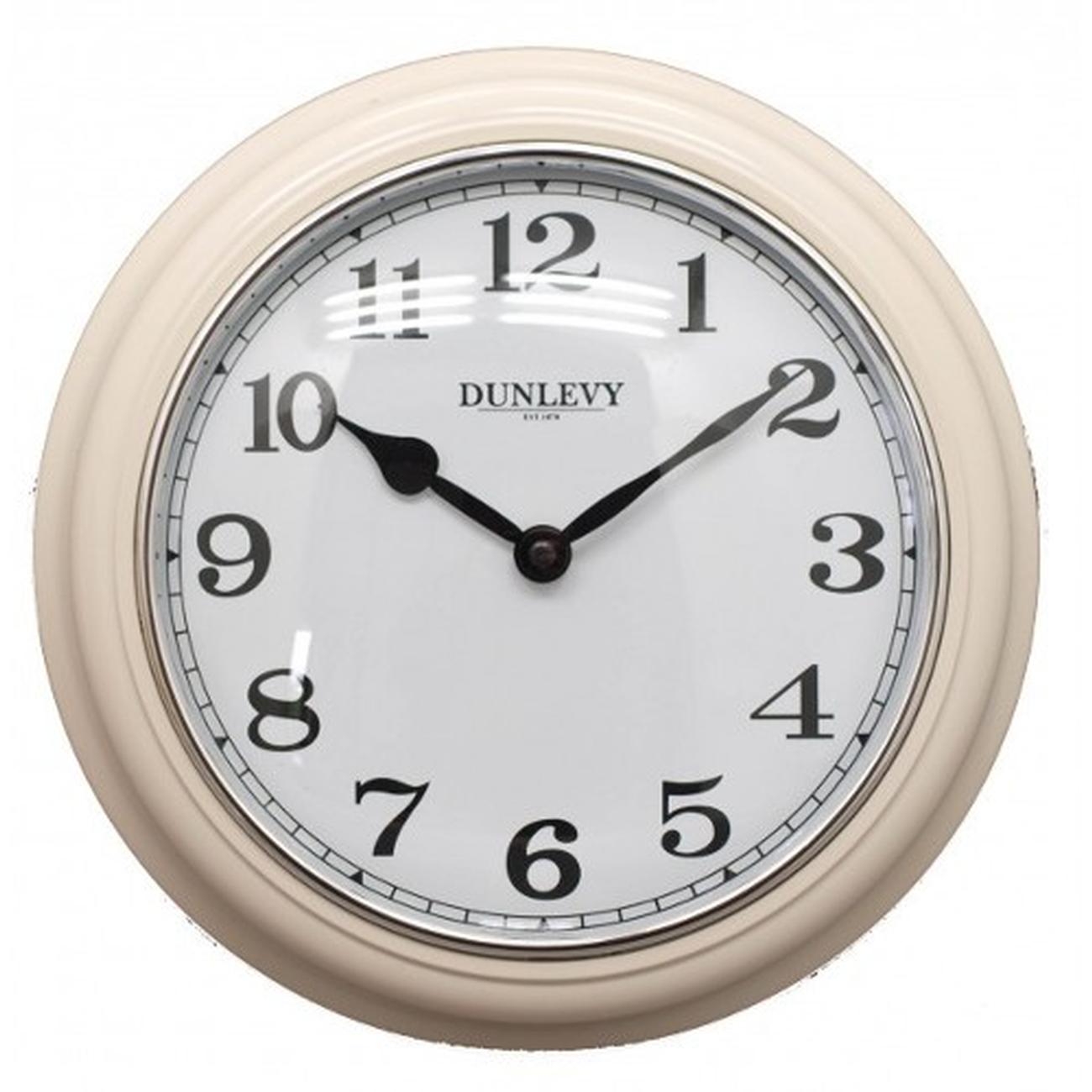 cream-deep-wall-clock-10in-plastic-dunlevy - Dunlevy Deep Wall Clock Plastic Cream 10in