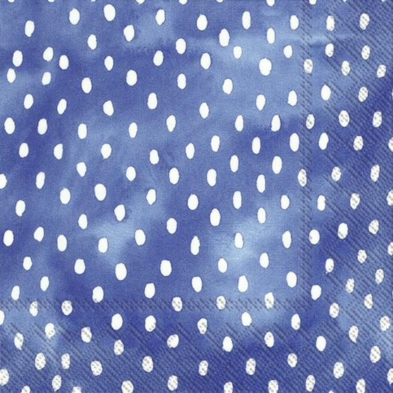 ihr-cocktail-napkin-white-polka-dots-blue - IHR Cocktail Napkins White Dots Blue