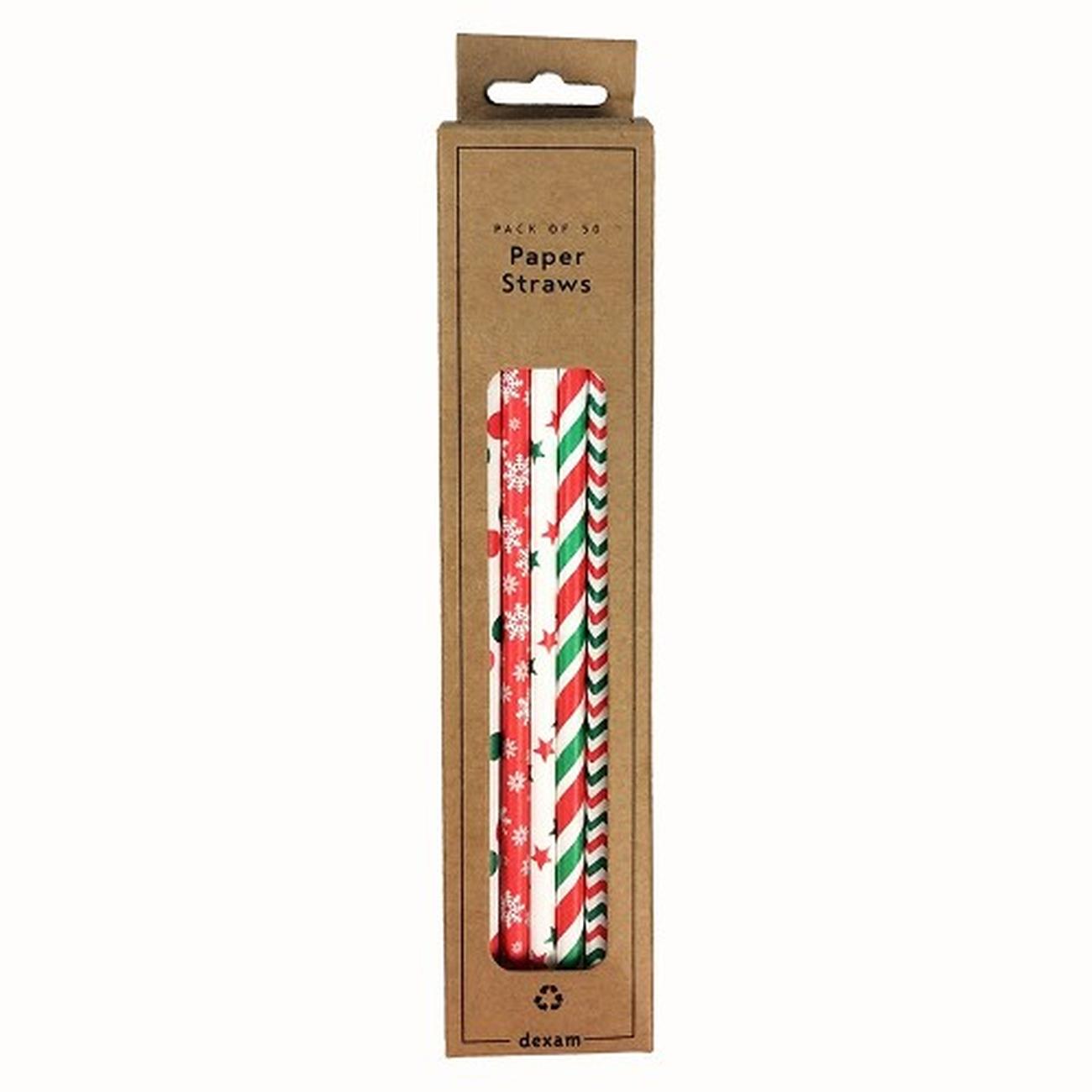 dexam-festive-paper-straw-pack-of-50 - Dexam Christmas Straws Pack of 50