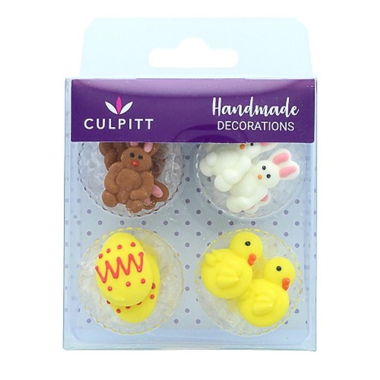 culpitt-sugar-decorations-chick-egg-rabbit-12pc - Culpitt Sugar Piping Easter 12pc