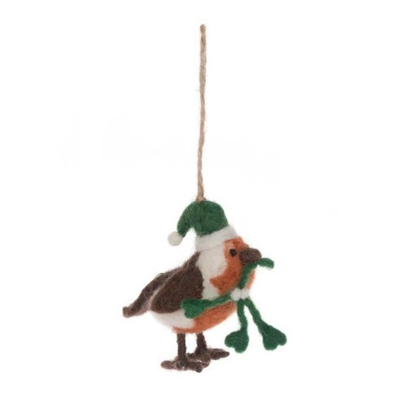 Festive Robin Felt Decoration by Sophie Allport