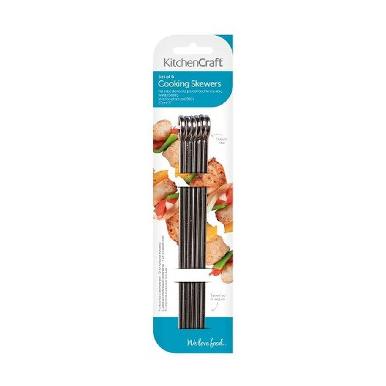 kitchencraft-flat-sided-skewers-6pc-20cm - KitchenCraft Flat Sided Skewers 20cm Pack of 6