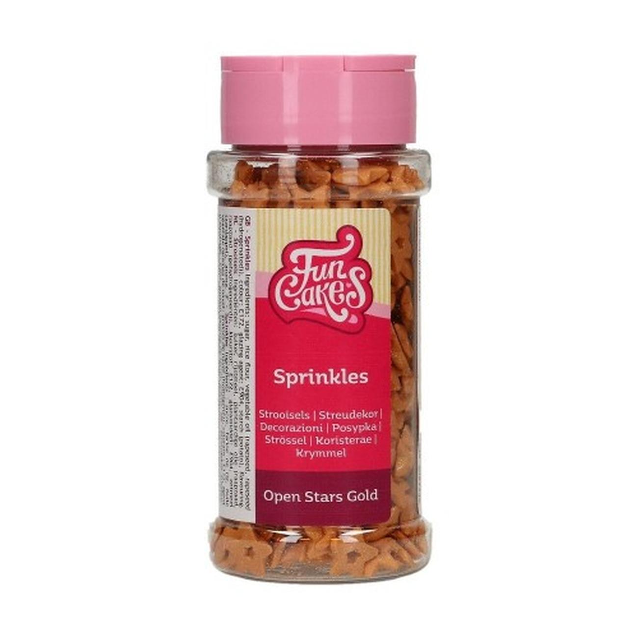fun-cakes-edible-sprinkles-open-star-gold-50g - FunCakes Edible Sprinkles Open Star Gold 50g