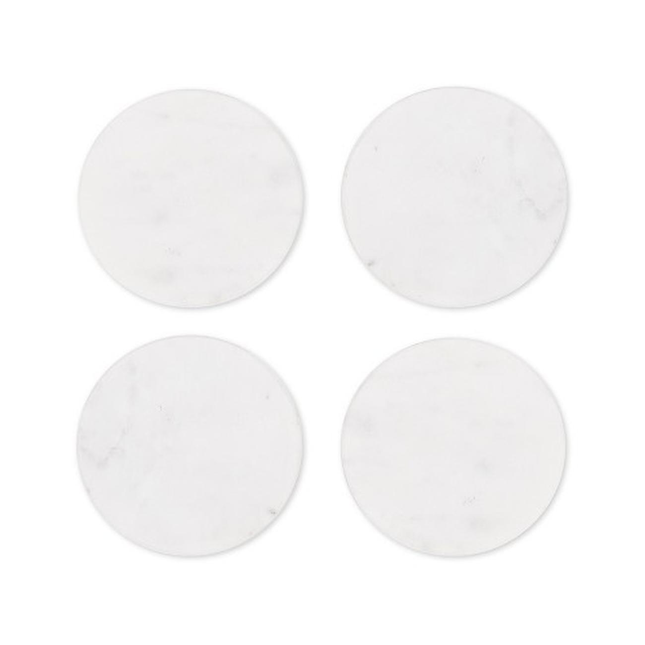 garden-trading-white-marble-coasters-round-4-piece-set - Garden Trading Set of 4 White Marble Coasters
