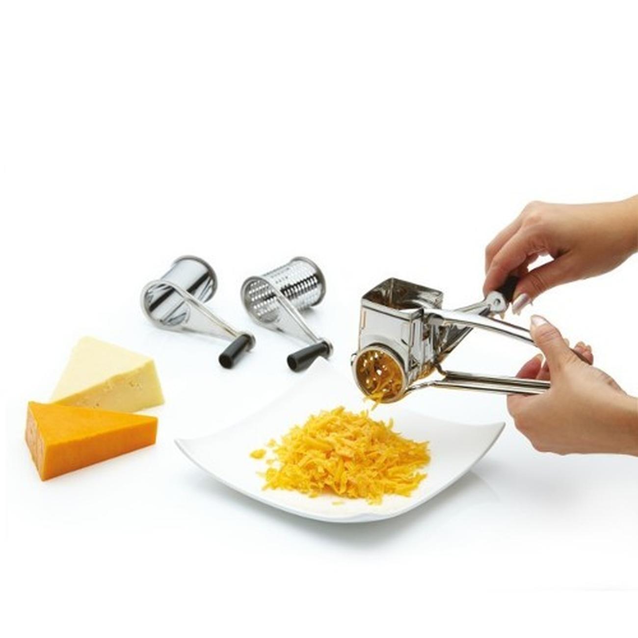 Multipurpose Rotary Cheese Grater With Stainless Steel Drums