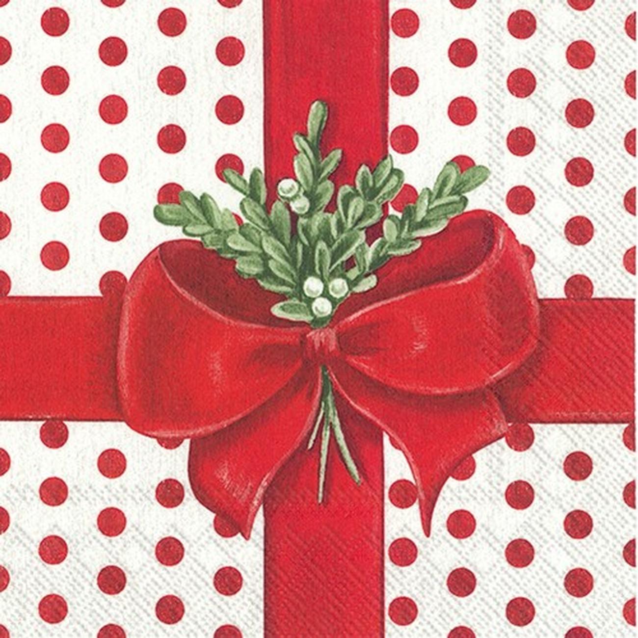 ihr-lunch-napkin-a-present-for-you-red-white - IHR Lunch Napkin A Present For You Red White