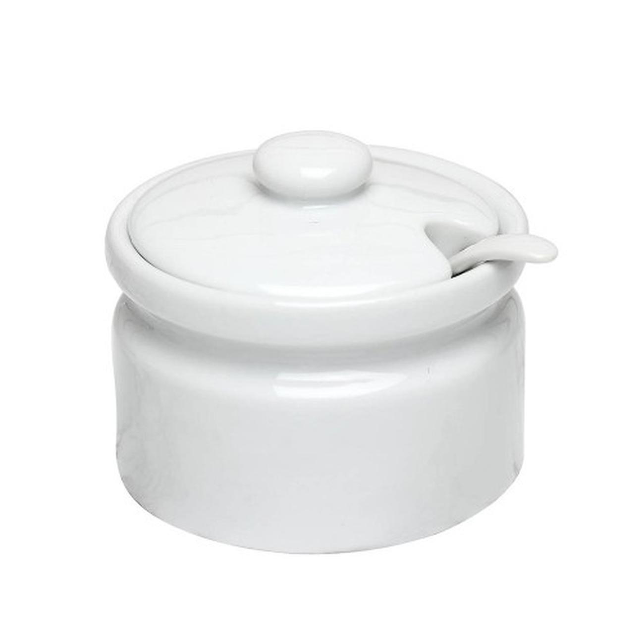 porcelain-lidded-pot-with-spoon-sugar-jam - Porcelain Lidded Sugar Jam Pot with Spoon