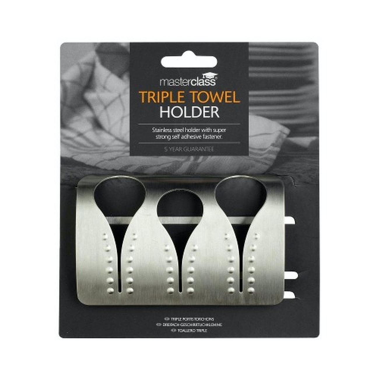 masterclass-triple-towel-holder-stainless-steel - MasterClass Triple Towel Holder Stainless Steel