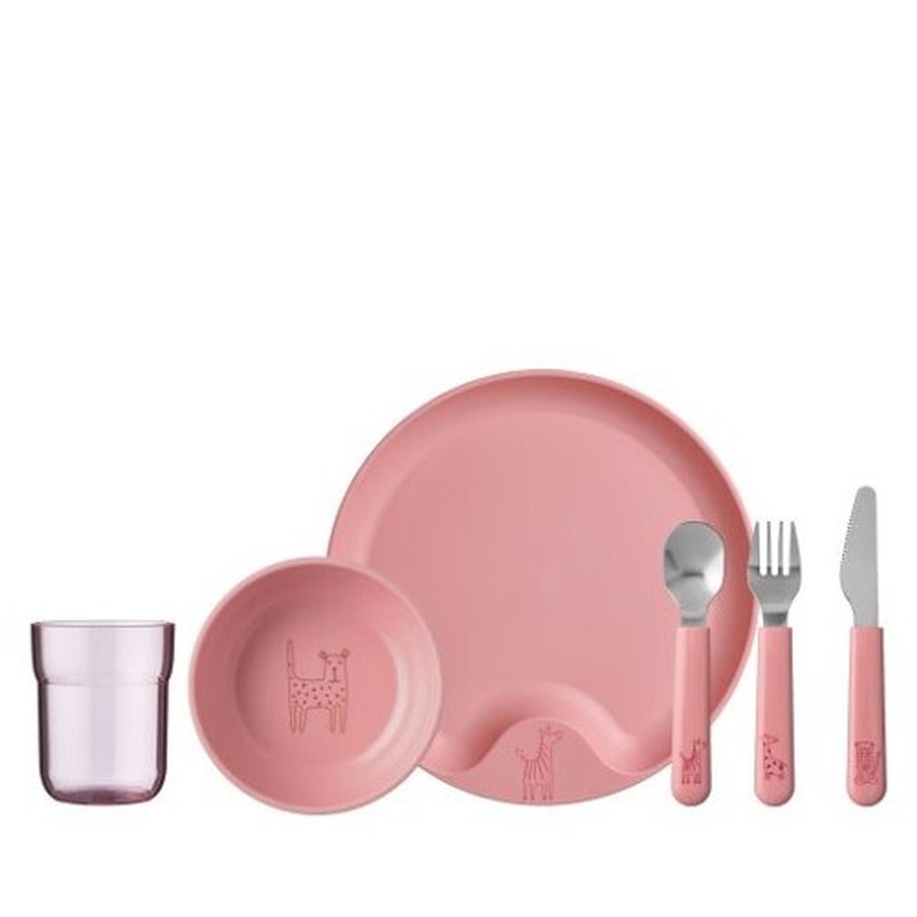 mepal-mio-childrens-tableware-6pc-set-deep-pink - Mepal Mio 6pc Kid's Dinnerware Set Deep Pink