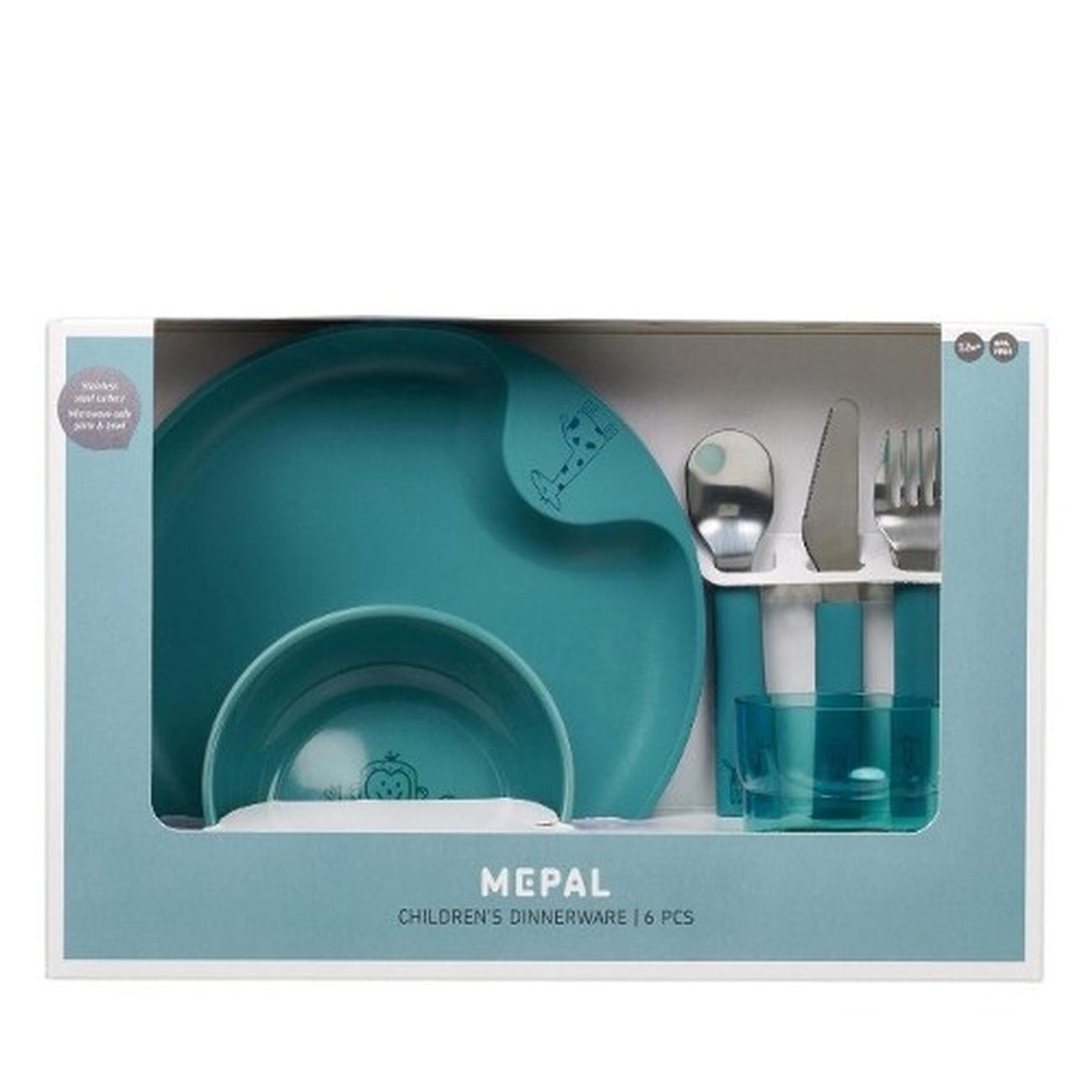 mepal-mio-childrens-tableware-6pc-set-deep-turquoise - Mepal Mio 6pc Kid's Dinnerware Set Deep Turquoise