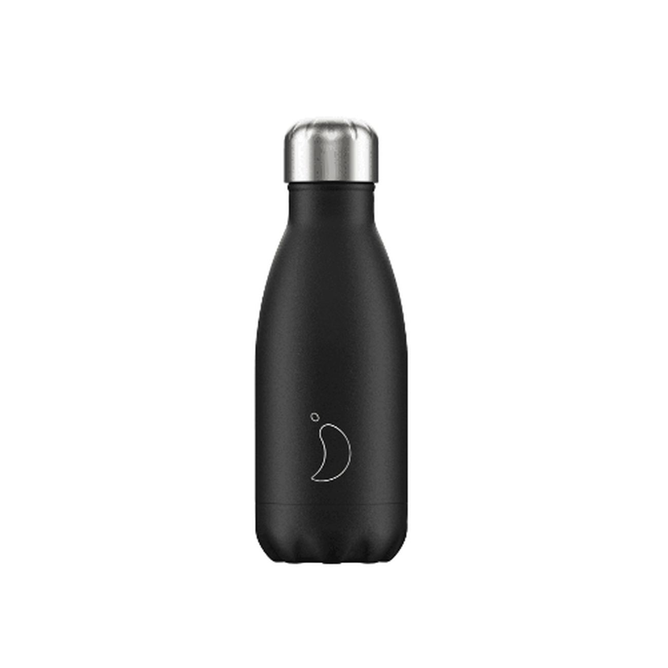 chillys-water-bottle-mono-black-260ml - Chilly's 260ml Stainless Steel Water Bottle Mono Black