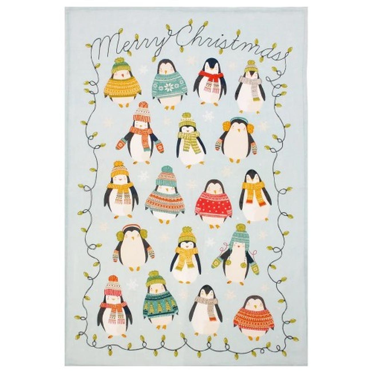 Ulster Weavers Christmas Tea Towel Penguin Lights