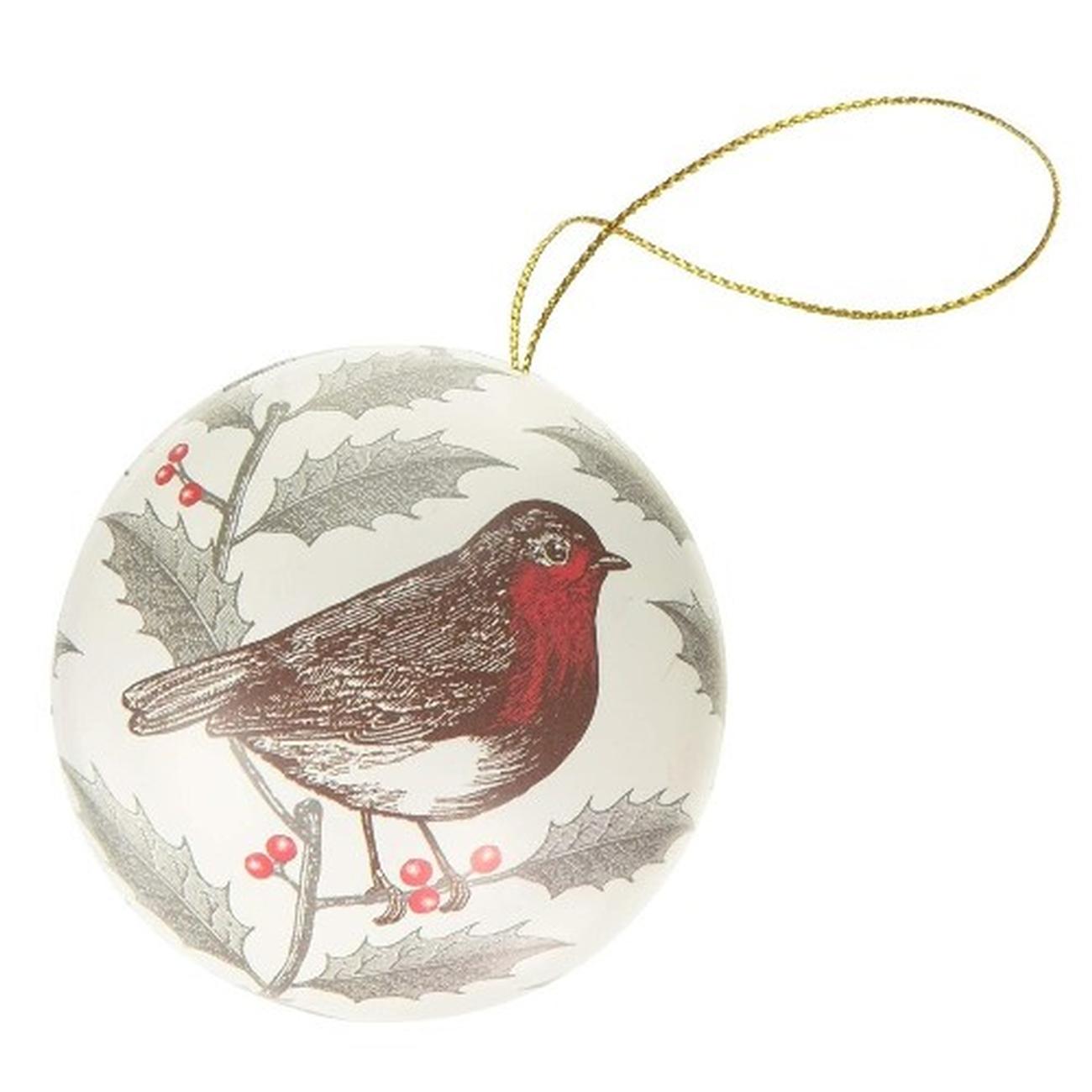thornback-and-peel-Christmas-bauble-candy-tin-robin-and-holly - Thornback & Peel Robin & Holly Christmas Bauble
