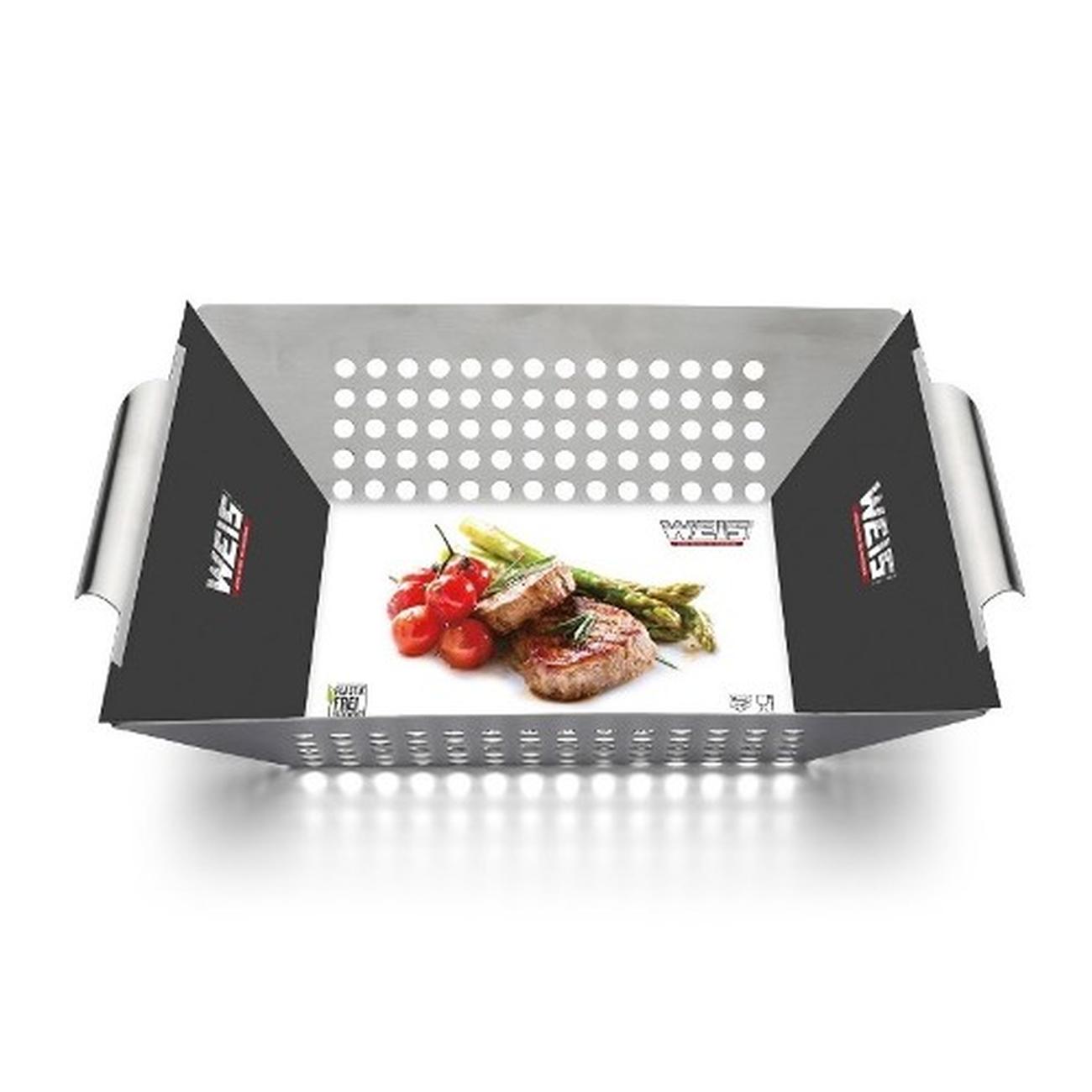 weis-stainless-steel-bbq-grilling-basket-30cm - Stainless Steel Grill Basket Tray 30cm