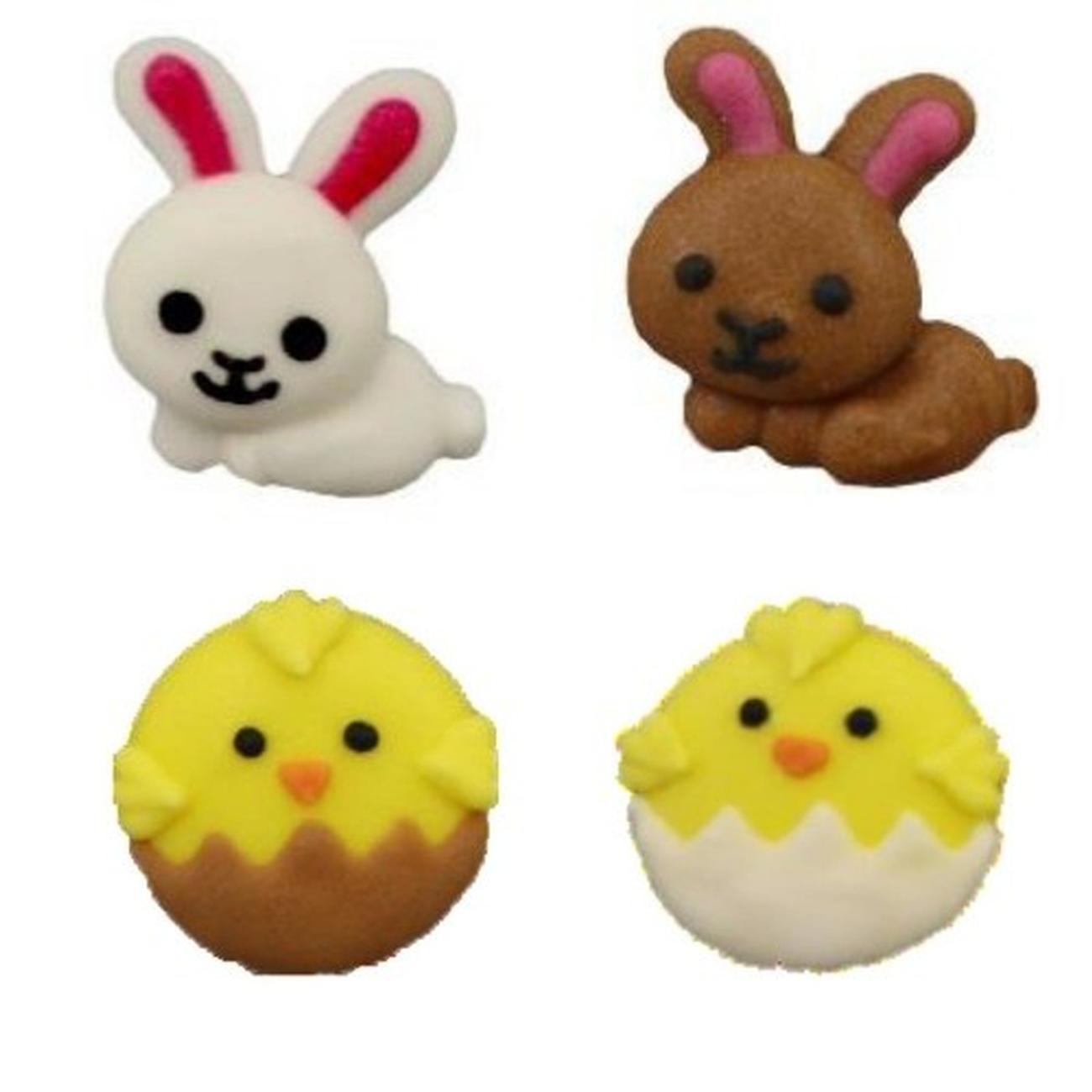 culpitt-sugar-decorations-easter-bunny-and-chicks-12pc - Culpitt Sugar Piping Bunny & Chick 12pc