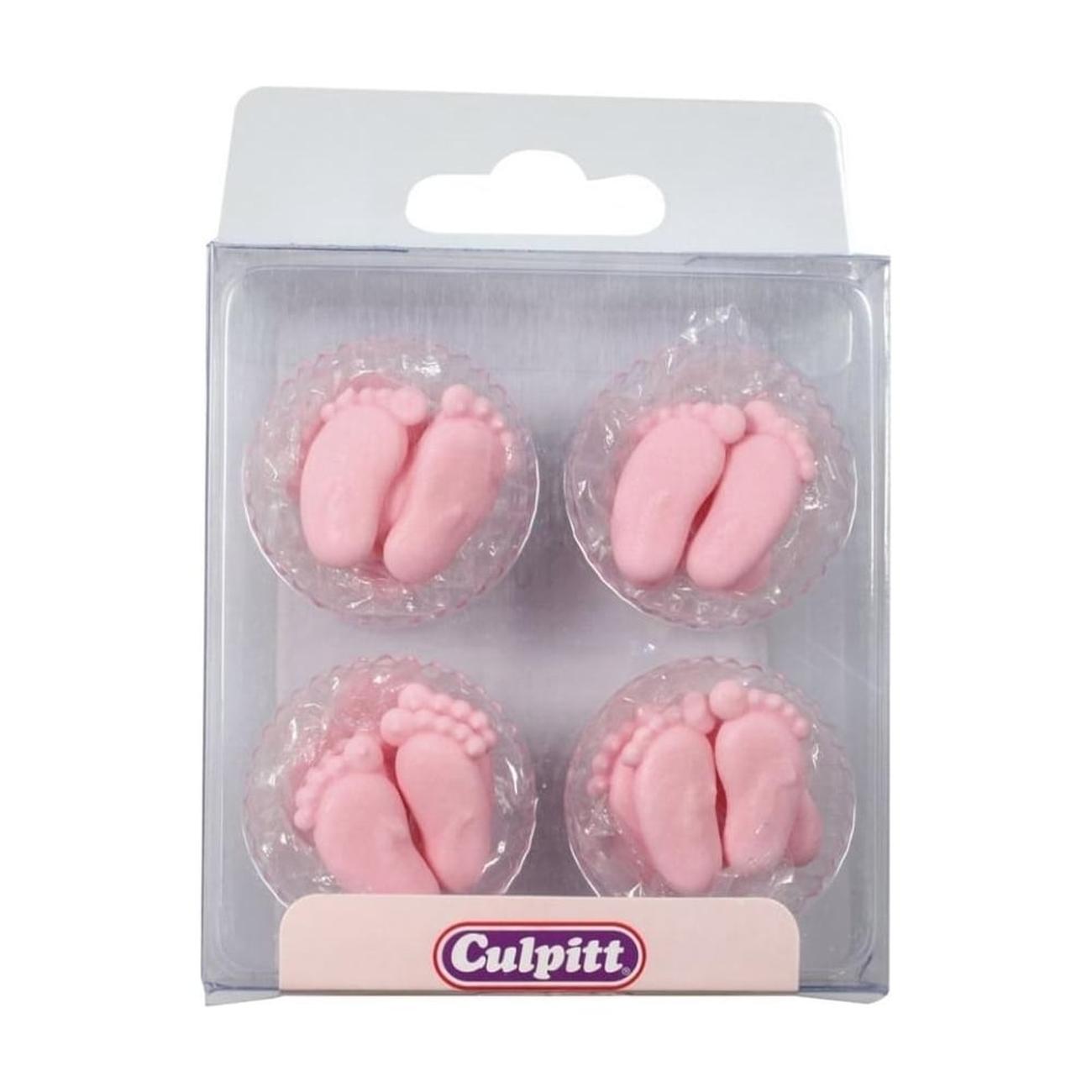 Culpitt Sugar Piping Pink Baby Feet 12pc