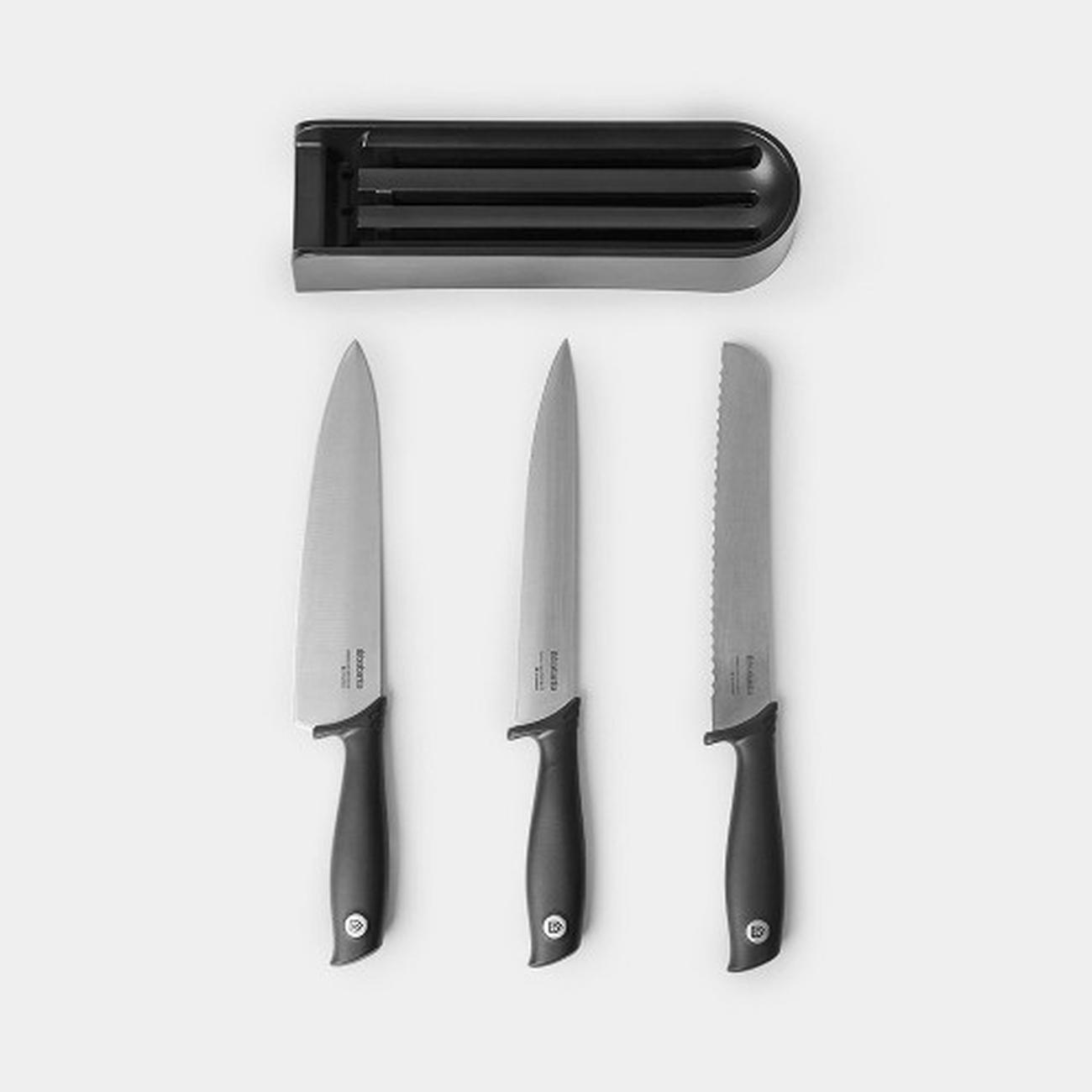 brabantia-tasty-drawer-knife-block-plus-knives-dark-grey - Brabantia TASTY Drawer Knife Block & Knives Dark Grey