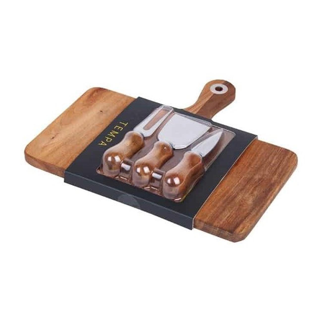 tempa-fromagerie-4pc-rectangle-cheese-board-and-knives-set - Tempa Fromagerie Rectangle 4pc Cheese Set