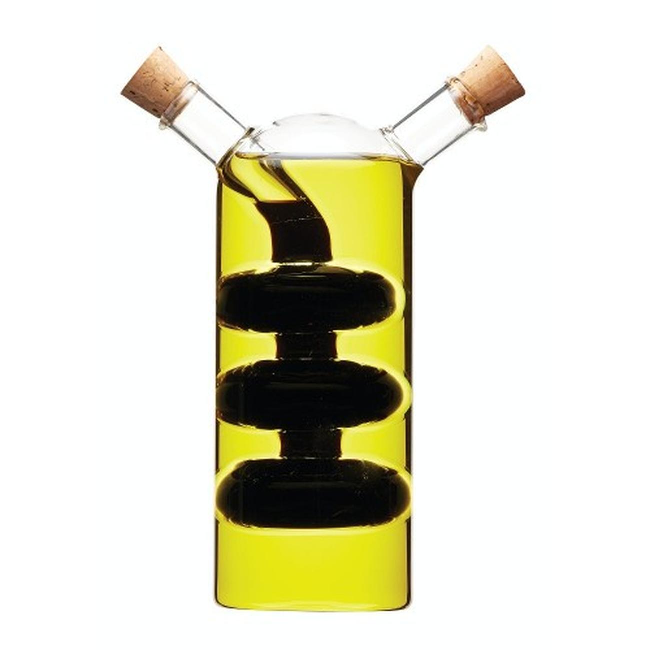 kitchencraft-italian-dual-glass-oil-and-vinegar-cruet-bottle - KitchenCraft World of Flavours Italian Glass Dual Oil & Vinegar Cruet Bottle