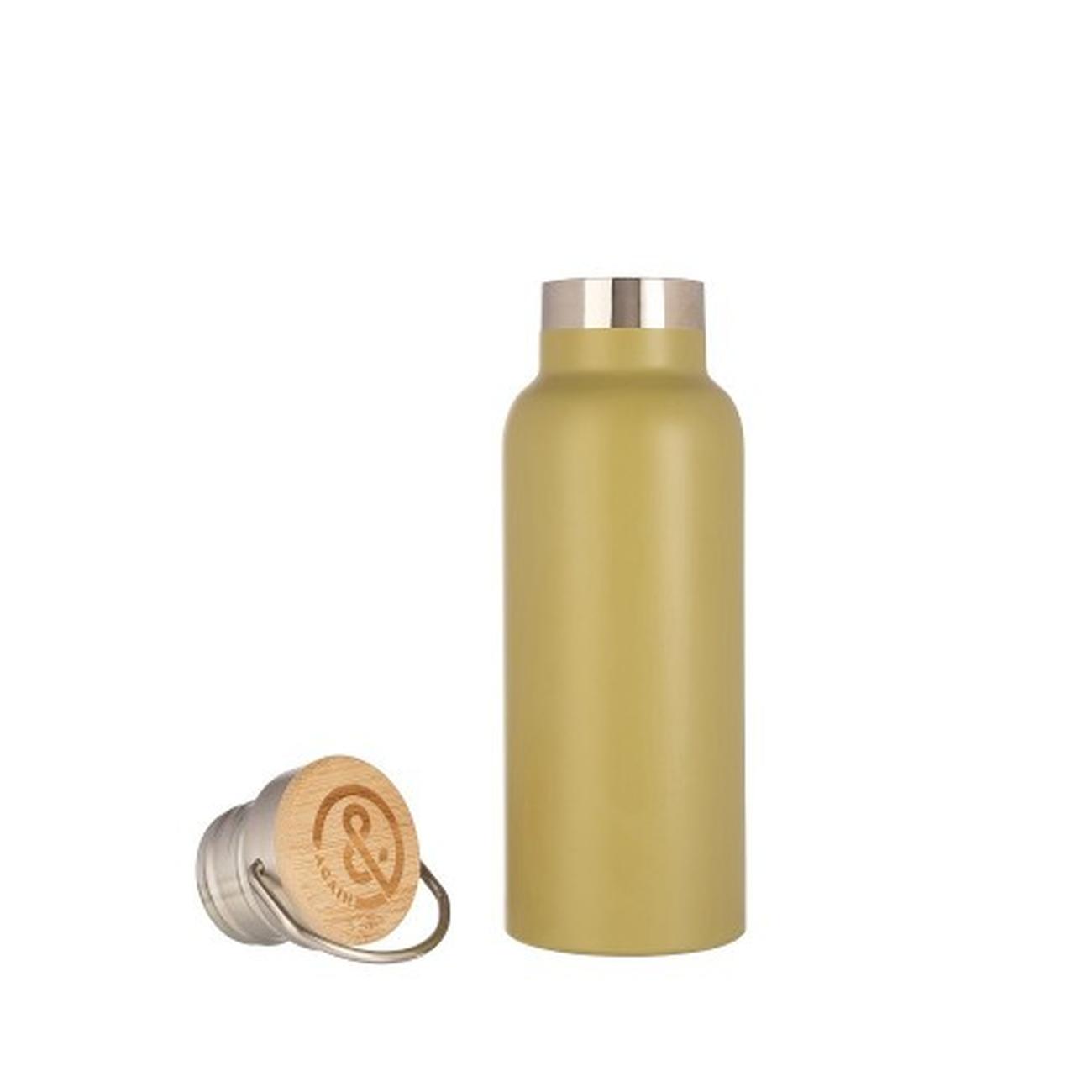 again-dw-bottle-bamboo-olive - &Again Double Walled 500ml Bottle Bamboo Olive