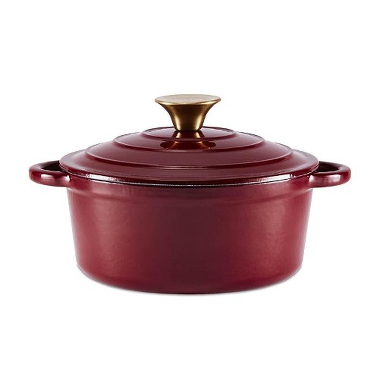 barbary-oak-foundry-casserole-20cm-round-red-cast-iron - Barbary & Oak Foundry 20cm Round Cast Iron Casserole-Bordeaux Red
