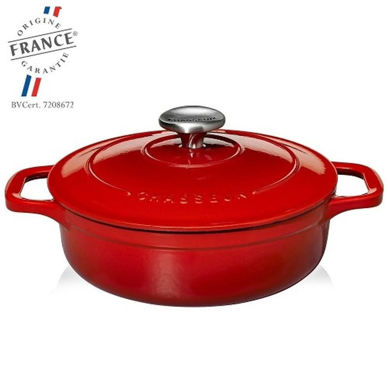 chasseur-shallow-round-casserole-30cm-redblack-casserole - Chasseur Shallow Round Casserole 30cm-Red & Black