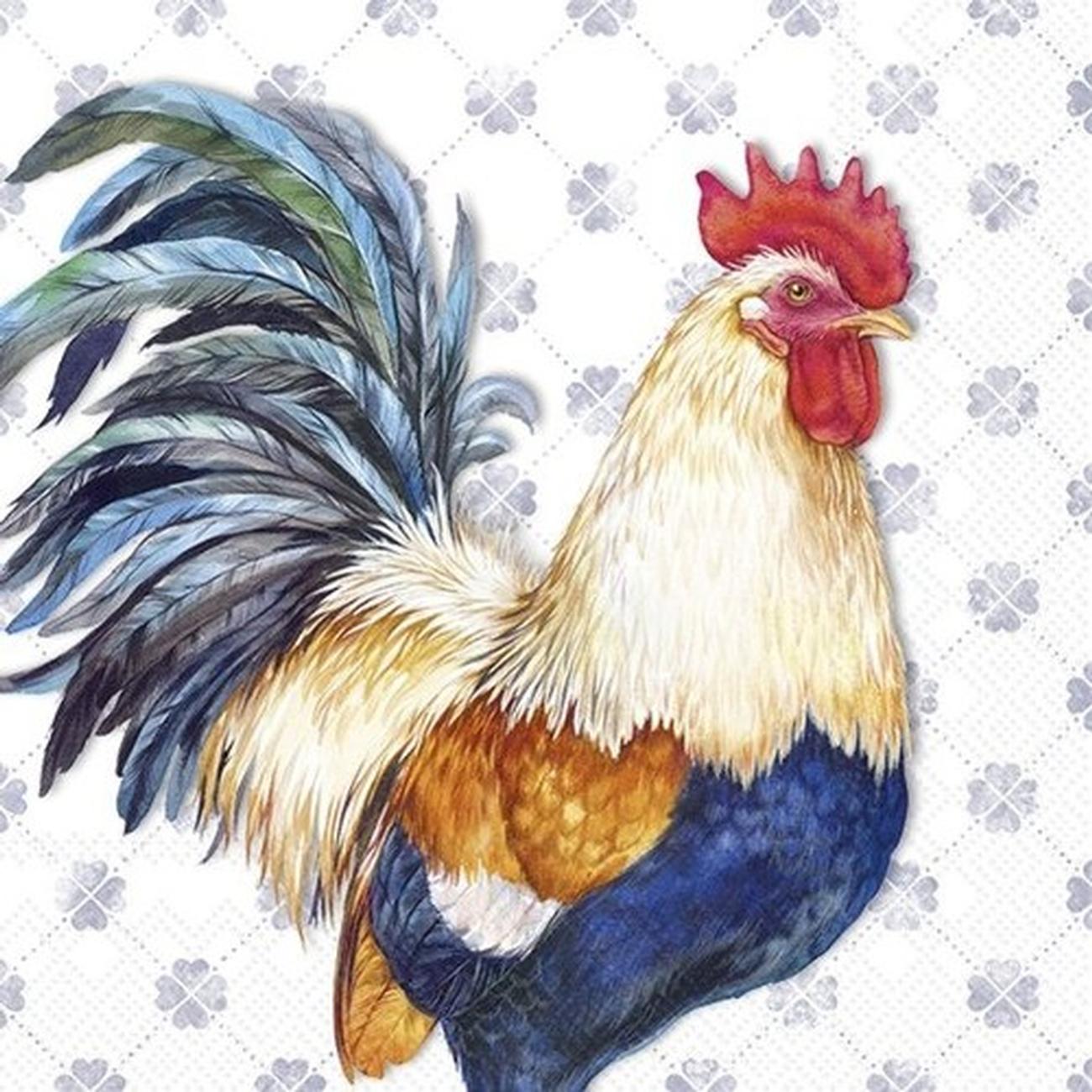 ihralbert-rooster-blue-lunch-napkins - IHR Lunch Napkins Albert Rooster Blue