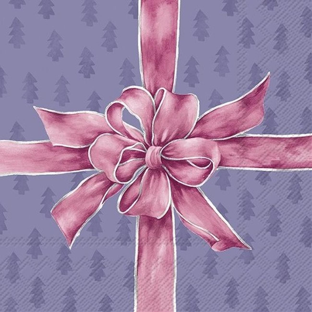 ihr-christmas-bow-violetpink-lunch-napkins - IHR Christmas Lunch Napkins Bow VioletPink