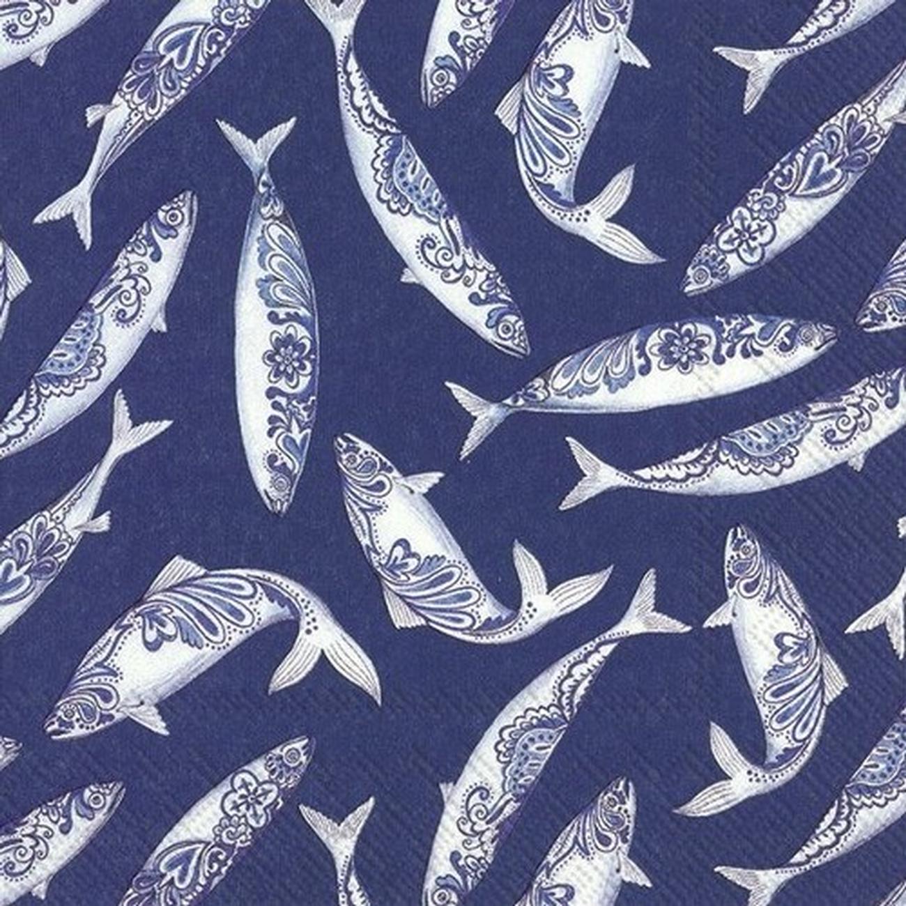 ihr-decorative-fish-blue-lunch-napkins - IHR Lunch Napkins Decorative Fish Blue